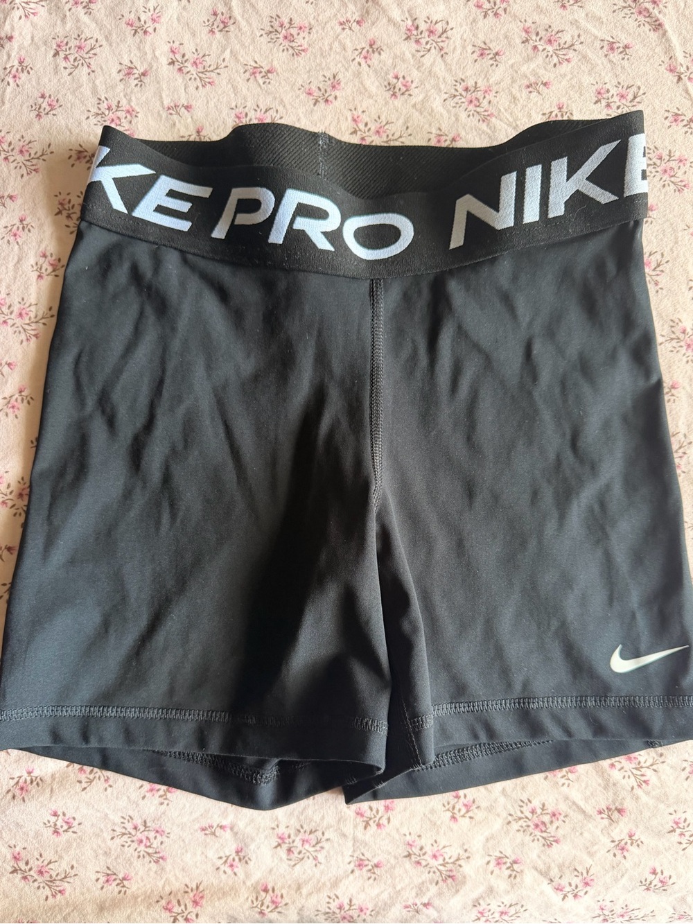 Nike Black Pro Spandex Shorts with White Swoosh